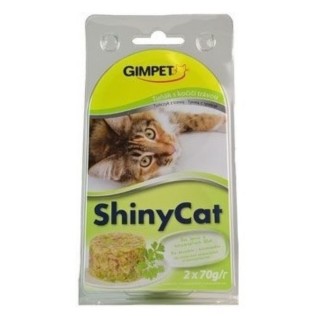 Shiny cat 2x70g tuňák+koč.tráva AKCE